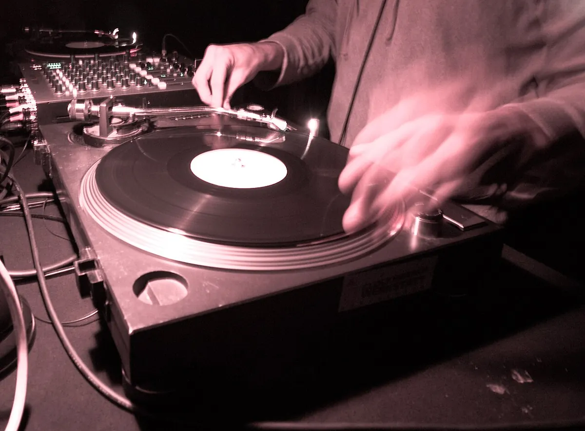 A DJ on the turntables